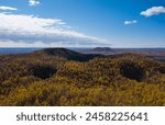 Aerial photography of the crater forest in Wudalianchi Scenic Area, Heilongjiang Province