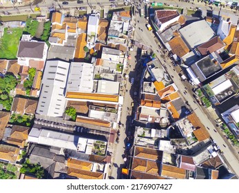 Aerial Photography Of The Crowds Of Vehicle Traffic At A Crossroads In The Majalaya Area, Indonesia