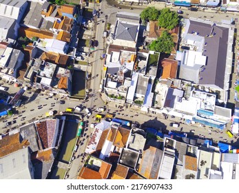 Aerial Photography Of The Crowds Of Vehicle Traffic At A Crossroads In The Majalaya Area, Indonesia