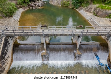 Aerial Photography Of Dam In Thailand With A Drone. 