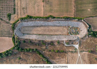 Aerial Photography, Drone Photo From Top View Of Ancient City Aphrodisias Archeological Ruins Travel Destination