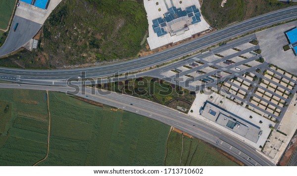 aerial photography\
expressway service area
