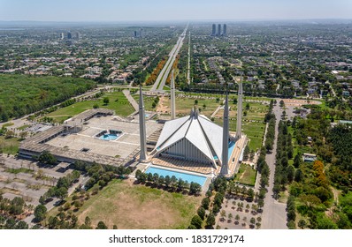 Aerial Photography Of Faisal Masjid , An Aerial Landscape Photography Of A City Of Islamabad ,the Capital Of Pakistan  