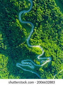 Aerial Photography Of A Mountain Road.