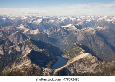 Aerial Photography Of Mountains In British Columbia, Canada.