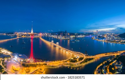 Aerial Photography Of Night Scene Of Macao, China