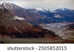 Aerial photography over Kluane National Park and Reserve (Yukon Territory, Canada) in autumn. 