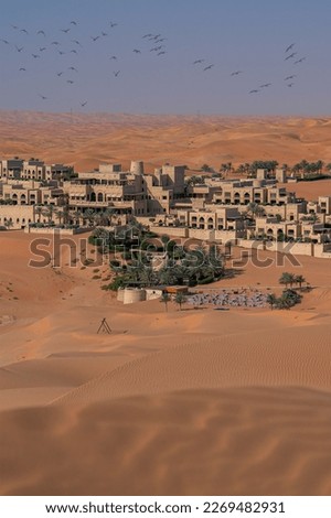 Aerial Photography of Qasr Al Sarab Desert Resort.

Qasr Al Sarab Desert Resort complex. Abu Dhabi. UAE