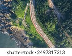 Aerial photography of Qingdao coastline island highway