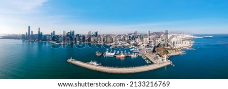 Aerial photography of Qingdao coastline Olympic Sailing Center p