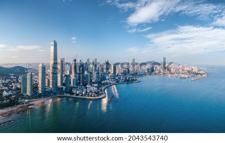 Aerial photography of Qingdao Fushan Bay architectural landscape