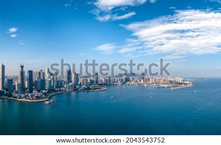 Aerial photography of Qingdao Fushan Bay architectural landscape