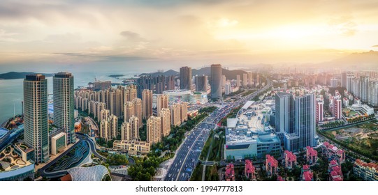 Aerial Photography Of Qingdao West Coast City Architecture Lands