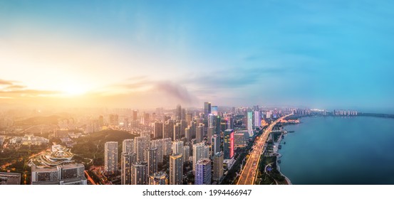 Aerial Photography Of Qingdao's West Coast City Buildings At Nig