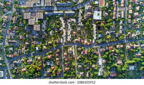 Aerial photography of a residential area in Andresy, Yvelines, France