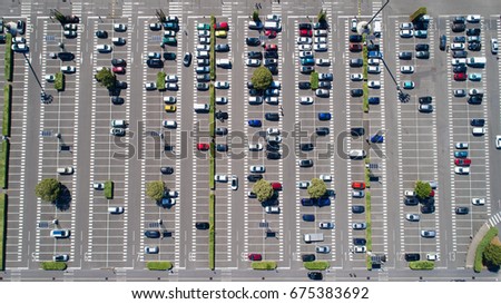 Aerial photography of a shopping center parking lot in Saint Herblain, France