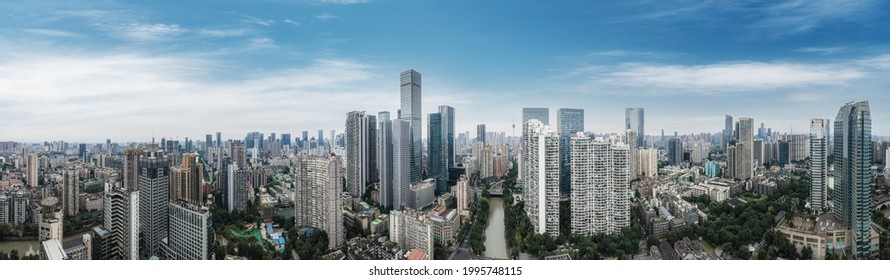 Aerial Photography Sichuan Chengdu City Architecture Landscape S