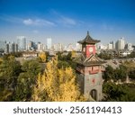 Aerial photography of Sichuan University Medical University in Chengdu, China in autumn
