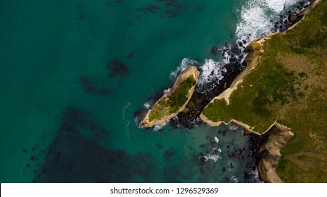 Aerial Photography Of Tunnel Beach In New Zealand, DUNEDIN, NEW ZEALAND Tunnel Beach, Dunedin, South Island Of New Zealand, Amazing Coast Line From Above With A Drone, Cliff Formations At Tunnel Beach