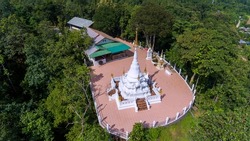 Aerial Photography Of Wat Phra That Chom Kitti It Is Located In The West Of Mae Sariang District. Mae Hong Son Province, Thailand
