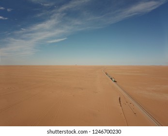 Aerial Photography Of World Longest Train Sahara Express In Desert 