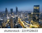 Aerial photography Wuxi city buildings skyline night view