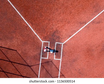 Aerial Photography Of Youth Baseball Player Up To Bat At Home Plate