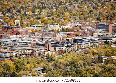 Aerial picture of Boulder City in autumn, Colorado, USA.