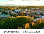 Aerial picture. Colorful autumn in Korso Vantaa, Finland