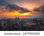 Aerial picture for kuwait city during sunset