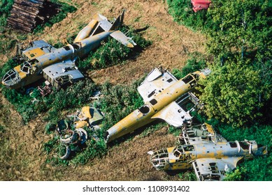 Aerial Of Plane Graveyard Near Brandon, Manitoba, Canada