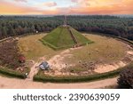 Aerial from the pyramid from Austerlitz, amonument dedicated to Napoleon Bonaparte, situated in the Netherlands at Utrechtse Heuvelrug at sunset