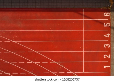 Aerial Of Running Track Lanes Shot From Above