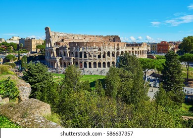 Aerial Scenic View Of Colosseum In Rome, Lazio, Italy