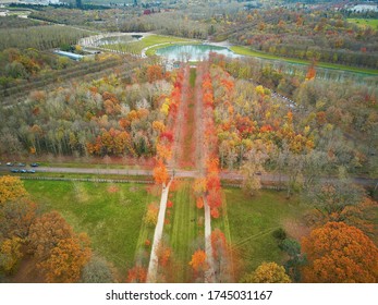 Aerial Scenic View Of Versailles Surroundings, Paris, France