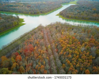 Aerial Scenic View Of Versailles Surroundings, Paris, France