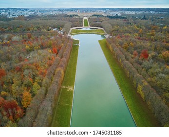 Aerial Scenic View Of Versailles Surroundings, Paris, France