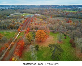 Aerial Scenic View Of Versailles Surroundings, Paris, France