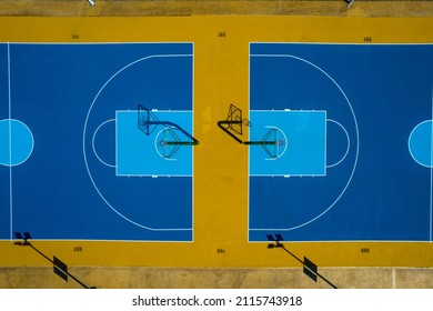 Aerial Shooting Outdoor Basketball Court