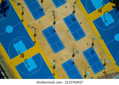 Aerial Shooting Outdoor Basketball Court