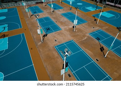 Aerial Shooting Outdoor Basketball Court