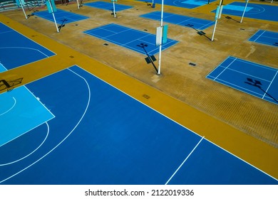 Aerial Shooting Outdoor Basketball Court