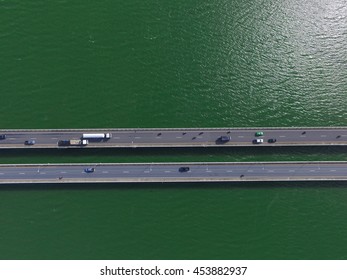 Aerial Shot Above Transportation Bridge