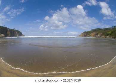 An Aerial Shot Of A Beautiful Sea In Asturias, Northern Spain