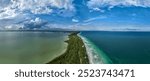 Aerial shot of Boca Paila, Tulum, Mexico