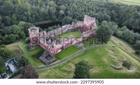 An aerial shot of the Bothwell Castle in South Lanarkshire, Scotland
