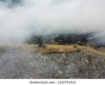 An Aerial Shot Of The Burning At A Landfill Site