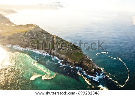 Aerial shot of Cape Point.  South Africa.