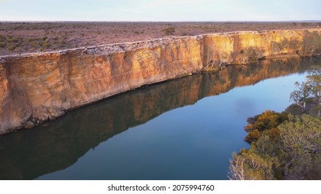 Aerial Shot Of Cliffs And The Murray River At Big Bend In South Australia