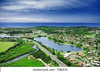 Aerial Shot Of  Coastal Region Of Australia